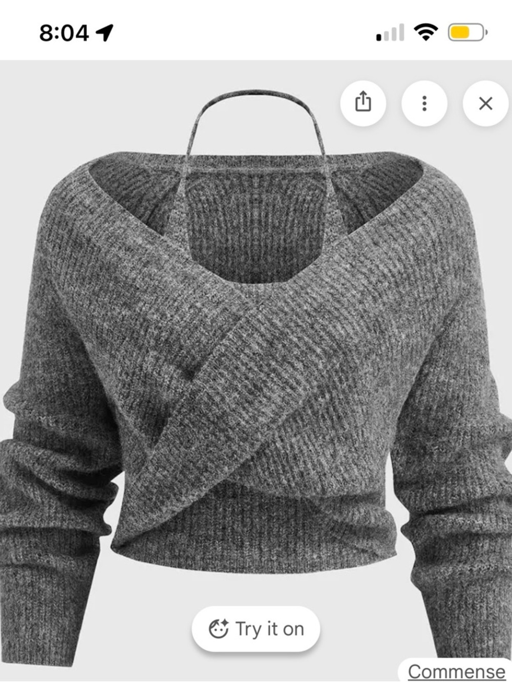 Commense Off-the-Shoulder Ribbed Wrap Sweater